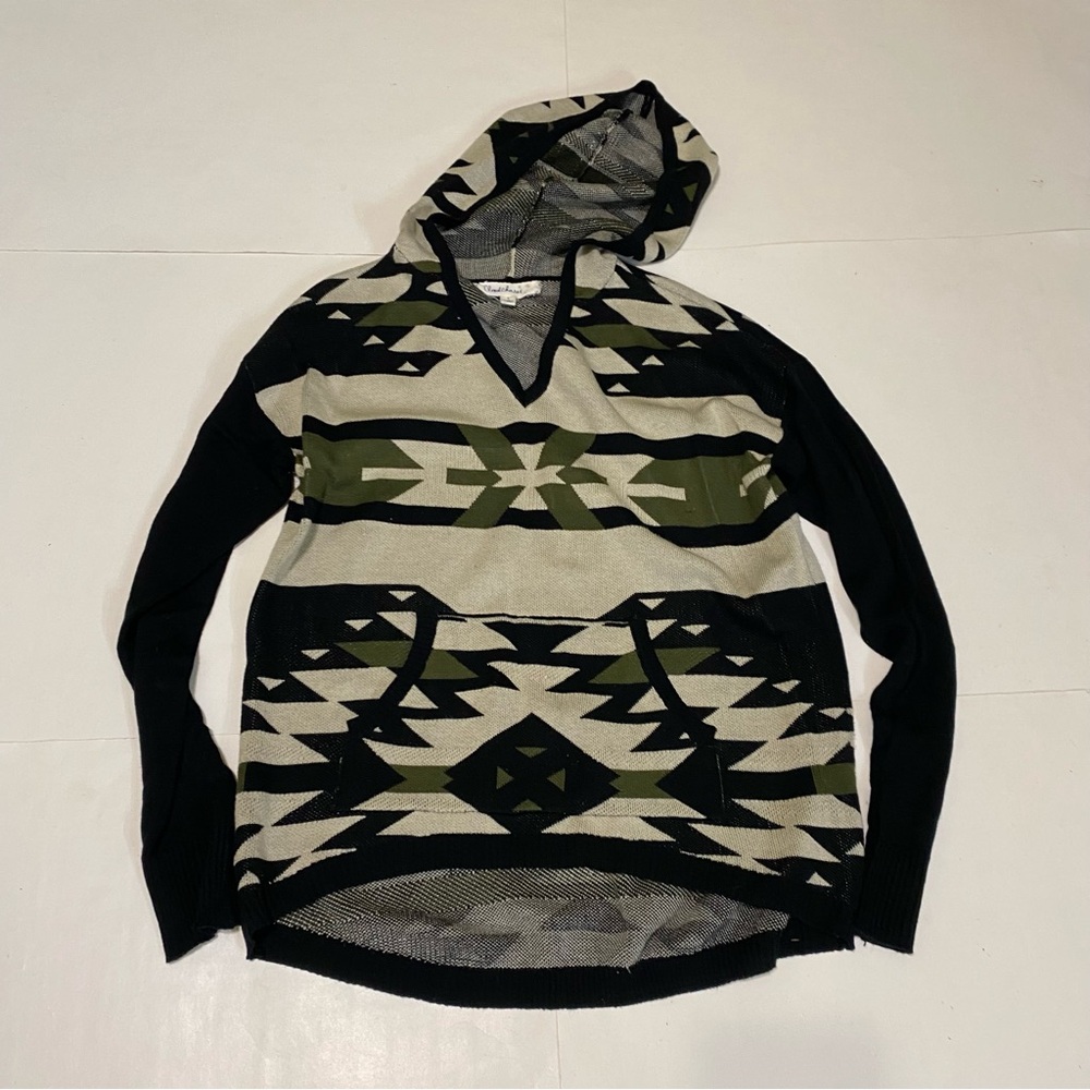Cloud Chaser Black and Green Patterned Sweater